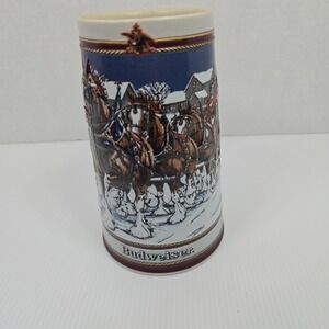 Budweiser 1989 Holiday‎ Stein Clydesdales Collector Series Ceramarte Brazil Mug